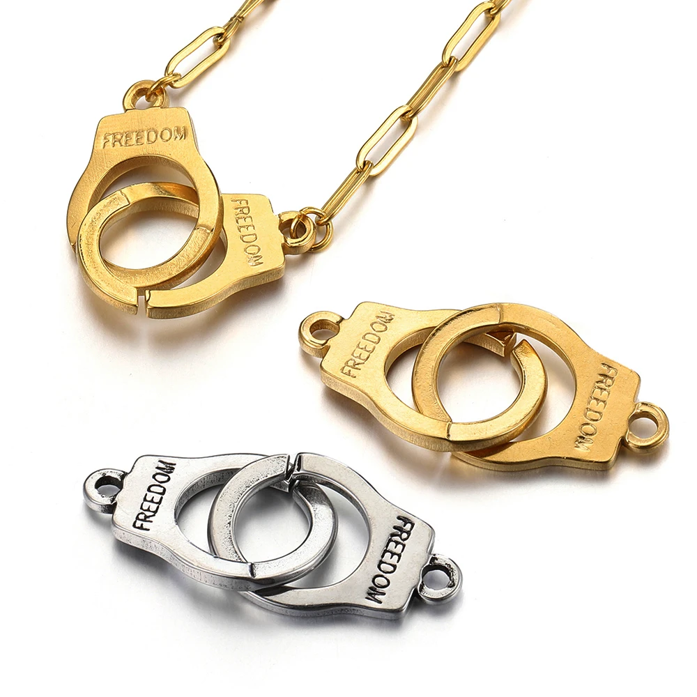 4шт 23x15 мм, подвеска-наручник из нержавеющей стали, ожерелье с двойным отверстием, браслет Freedom Charms, разъемы для изготовления ювелирных изделий своими руками