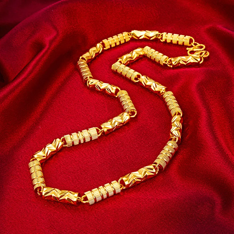 Мужское роскошное и героическое твердое спиральное цилиндрическое ожерелье с позолотой 24K, ожерелье с золотым драконом, атмосферное моделирование