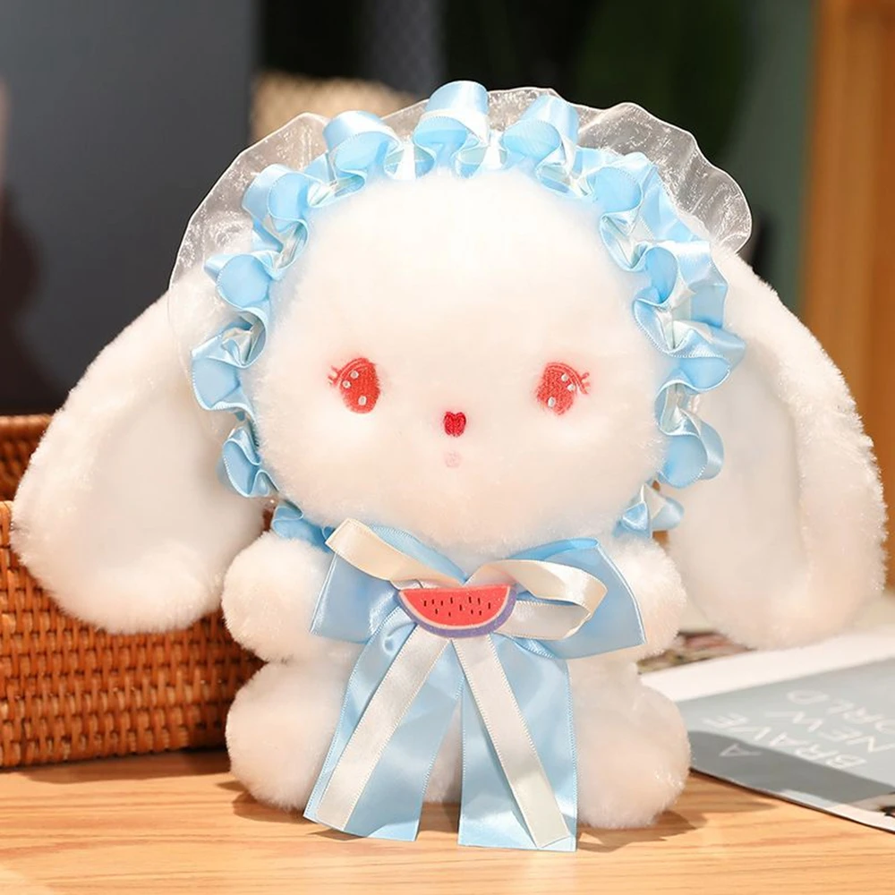25 см Новый Кавайный Кролик в стиле Лолиты, плюшевая игрушка, Аксессуары для волос, бант, кружево, милые куклы 
