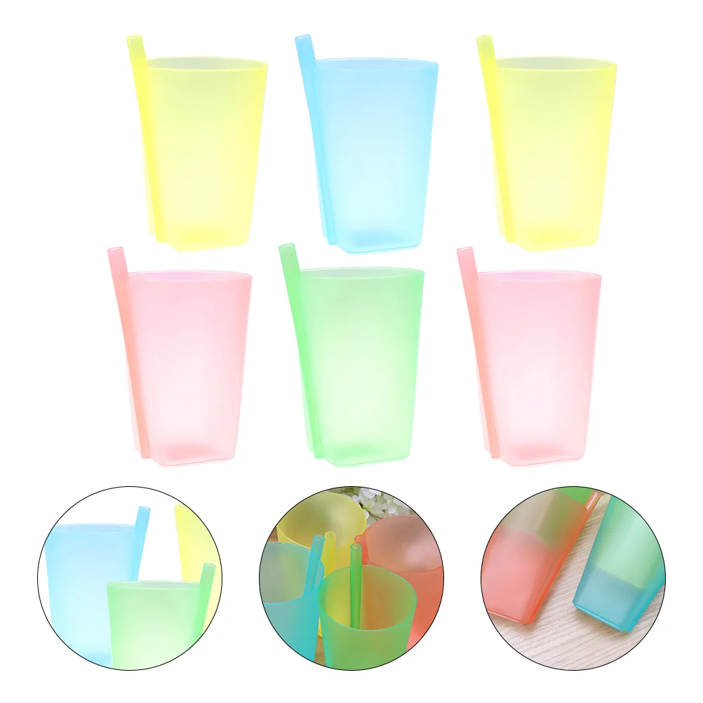 Детские Стаканчики для Питья Ярких Цветов, Соломенные Стаканчики для питья С водой, Пластиковые Стаканчики для кормления, Прозрачные