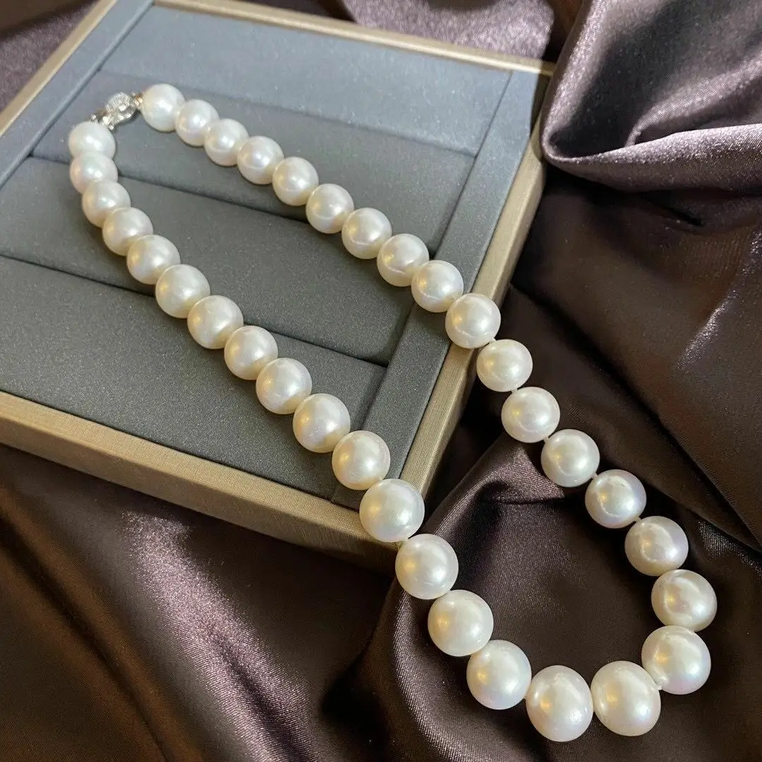 Классическое круглое ожерелье из белого жемчуга Южного моря AAA12-13mm 18 