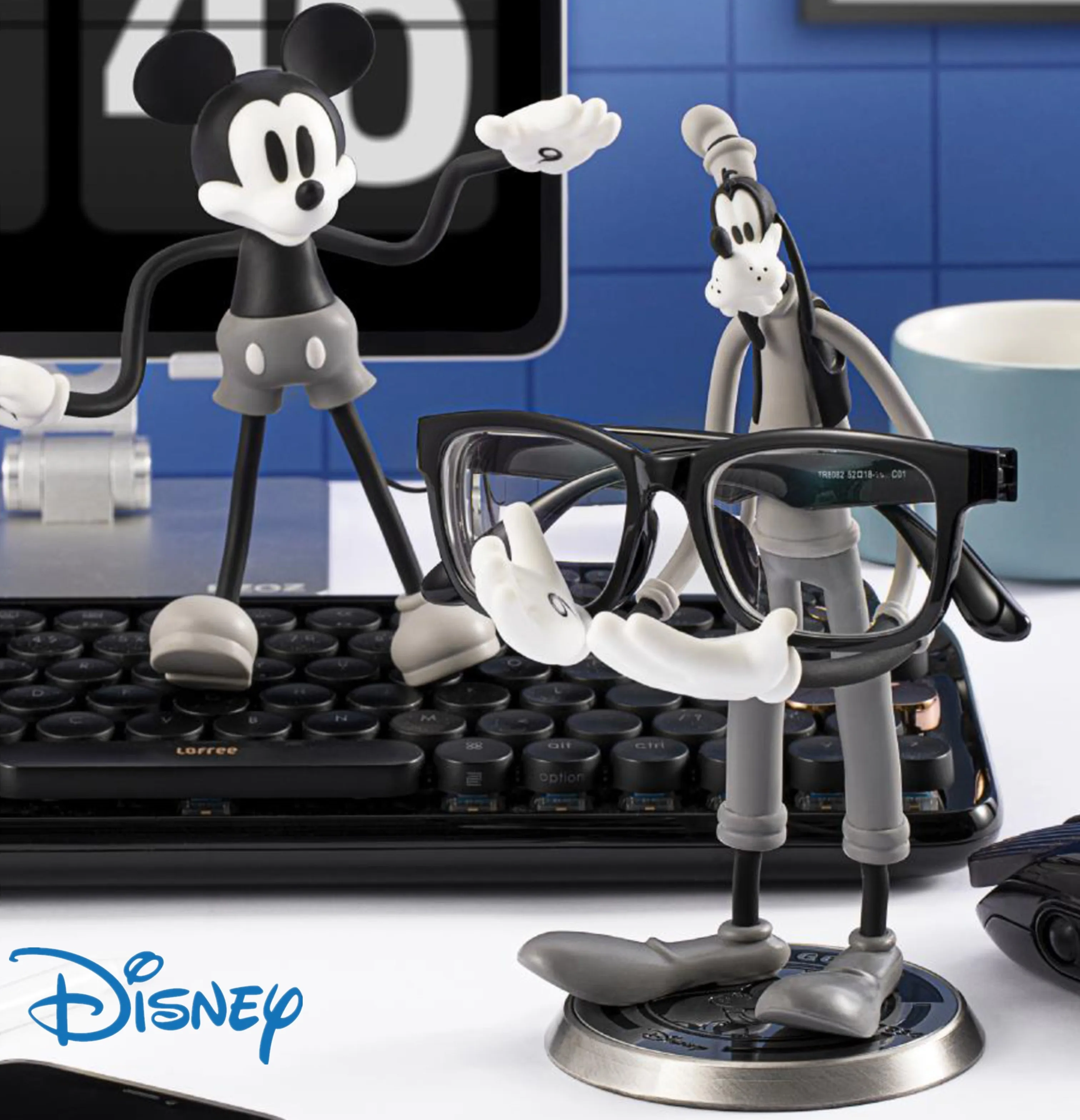 Мягкий Резиновый кронштейн для очков Disney Mickey, Стеллаж для хранения, Свободно Вращающийся, Модная Винтажная Резиновая серия, Настольная Декоративная