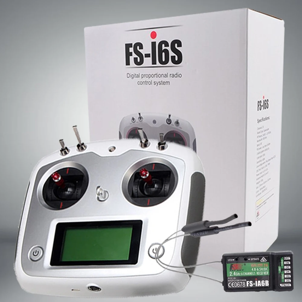 FLYSKY FS-i6S 2,4 G 10-канальный передатчик AFHDS 2A двусторонней связи с приемником IA6B iA10B для радиоуправляемого самолета-дрона