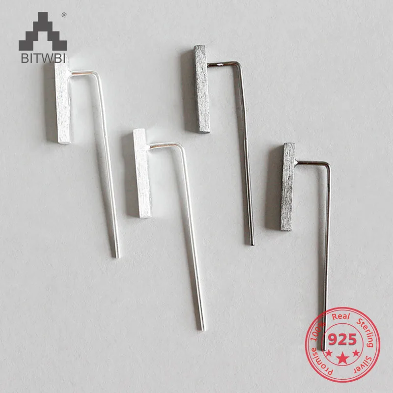 Серьги из стерлингового серебра 100% S925 пробы, минималистичные черно-серебряные квадратные полосы