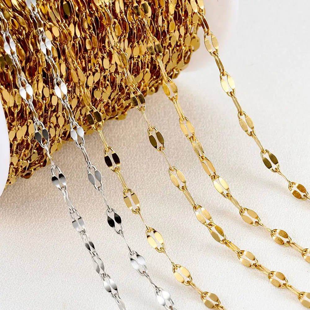 2 метра кабельных цепочек в форме губ из нержавеющей стали для самостоятельного изготовления ожерелья, браслета, компонентов для изготовления ювелирных изделий, аксессуаров для золотых цепочек