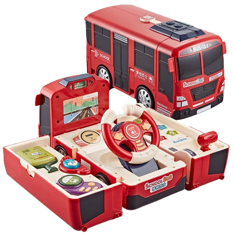 Музыкальный игрушечный автомобиль, интерактивный игровой автомобиль, игрушечный автобус для малышей с рулевым колесом, забавный подарок для младенцев