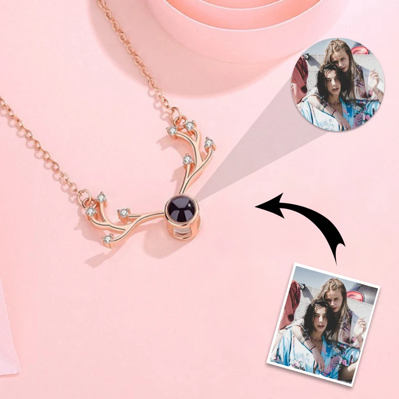 Dascusto, Индивидуальное фото, ожерелье с Оленьими рогами, Обещающие Ожерелья, Персонализированное проекционное ожерелье для женщин, подарок на Годовщину