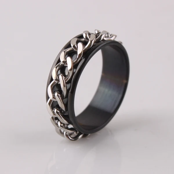 черный цвет цепи кольца из нержавеющей стали 316L мужские кольца ювелирные изделия оптом лотами