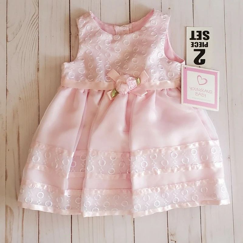 Платье для маленьких девочек, размер 6-9 месяцев, розовое, 2 шт., новое