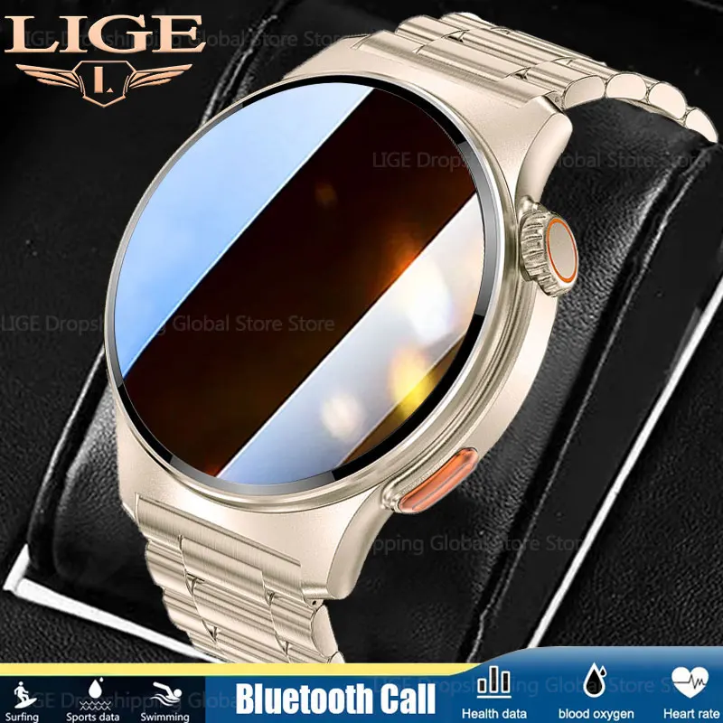 Спортивные смарт-часы для фитнеса LIGE 2023, мужские часы с GPS-треком, браслет с NFC-часами, Водонепроницаемые смарт-часы с Bluetooth-вызовом для Android IOS