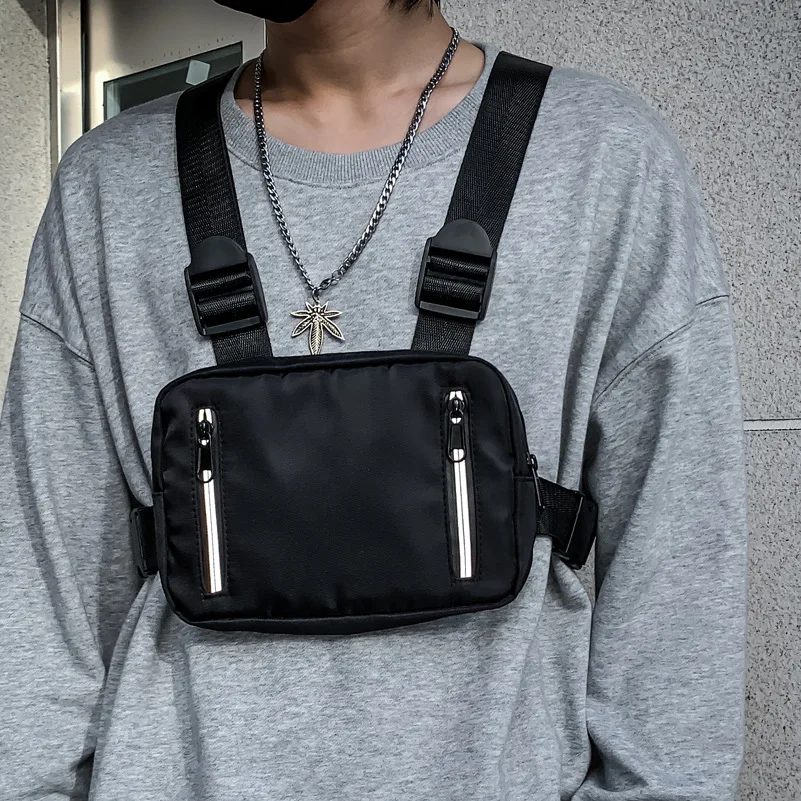 Новая Нагрудная сумка для мужчин, тактический жилет, сумка, Нейлоновые Повседневные функциональные нагрудные сумки, Уличная одежда для мальчика, Поясная сумка, Черный мужской Kanye