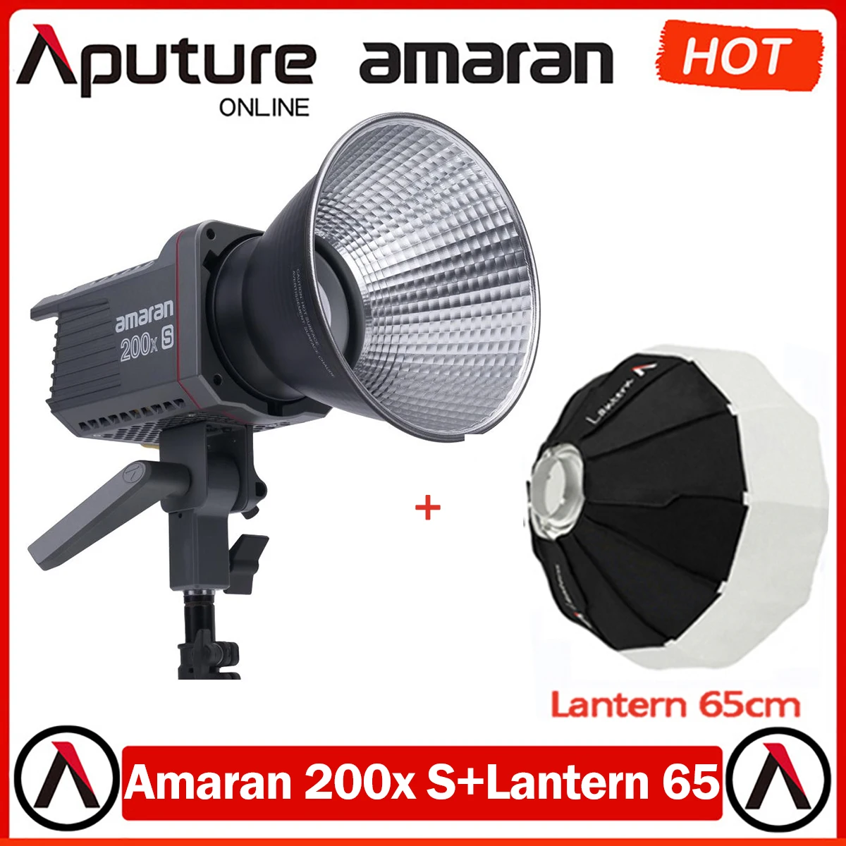 Комплект фонаря Aputure Amaran 200X S + 65 см, 200 Вт 2700-6500 К, крепление Bowens, COB светодиодный Видеосветильник с управлением через приложение Sidus Link Bluetooth