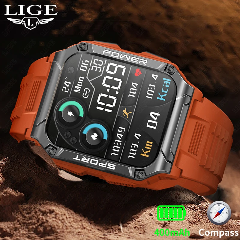 Новые умные часы LIGE 2023, мужские смарт-часы с большой батареей, Bluetooth-вызов, Спорт, Фитнес, 1,95 
