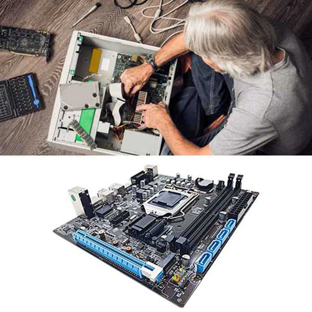 Материнская плата компьютера H110 Поддерживает процессор поколения LGA1151 6/7, двухканальную память DDR4 + процессор G3900 + Термопасту + Кабель SATA