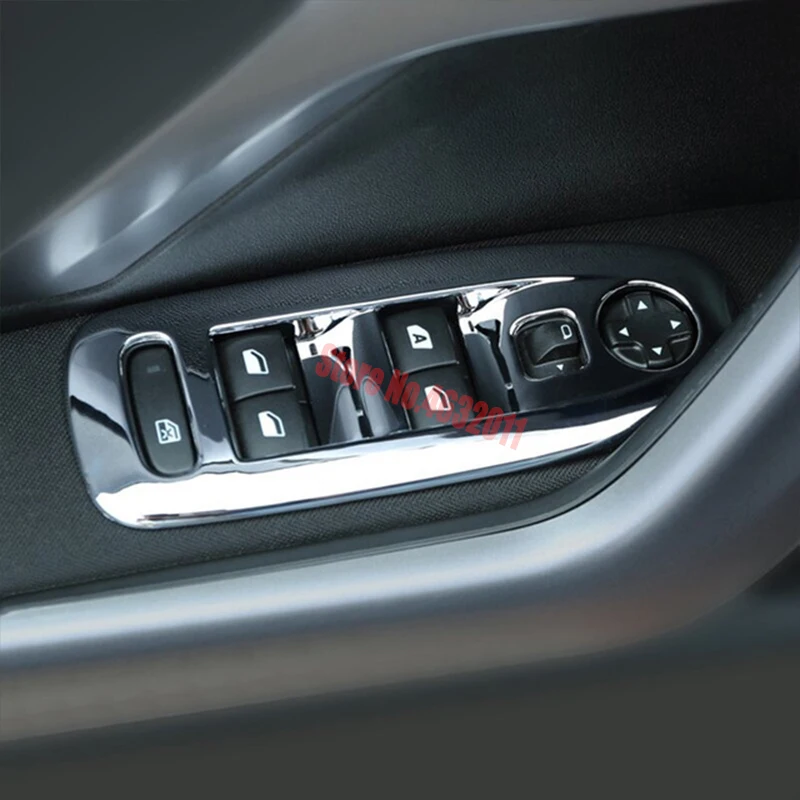 Для Peugeot 2008 2014 2015 2016 2017 ABS Хромированная кнопка подъема автомобильных дверей, стеклоподъемников, Круглая накладка, автомобильные аксессуары для укладки 4 шт.
