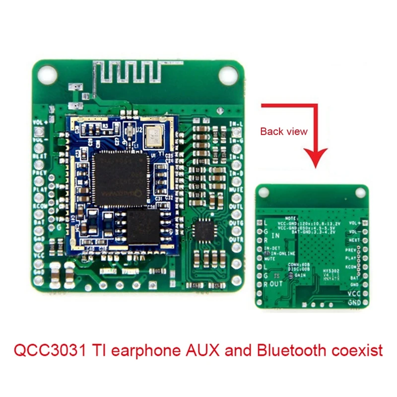 QCC3031 Модуль APTXHD Линейный аудиовход без потерь Hifi Bluetooth 5,0 Плата приемника для гарнитуры BT (без постоянного тока 3,3-4,2 В)