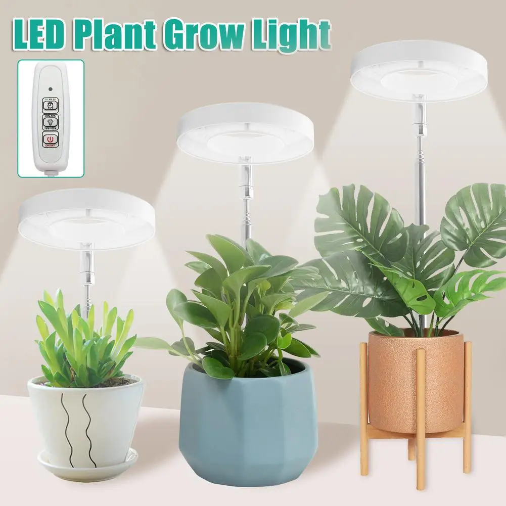 Светодиодная лампа для выращивания растений с полным спектром 6 Вт 380-800 нм с 3 Тайм-Ами и 4 уровнями затемнения для комнатных растений