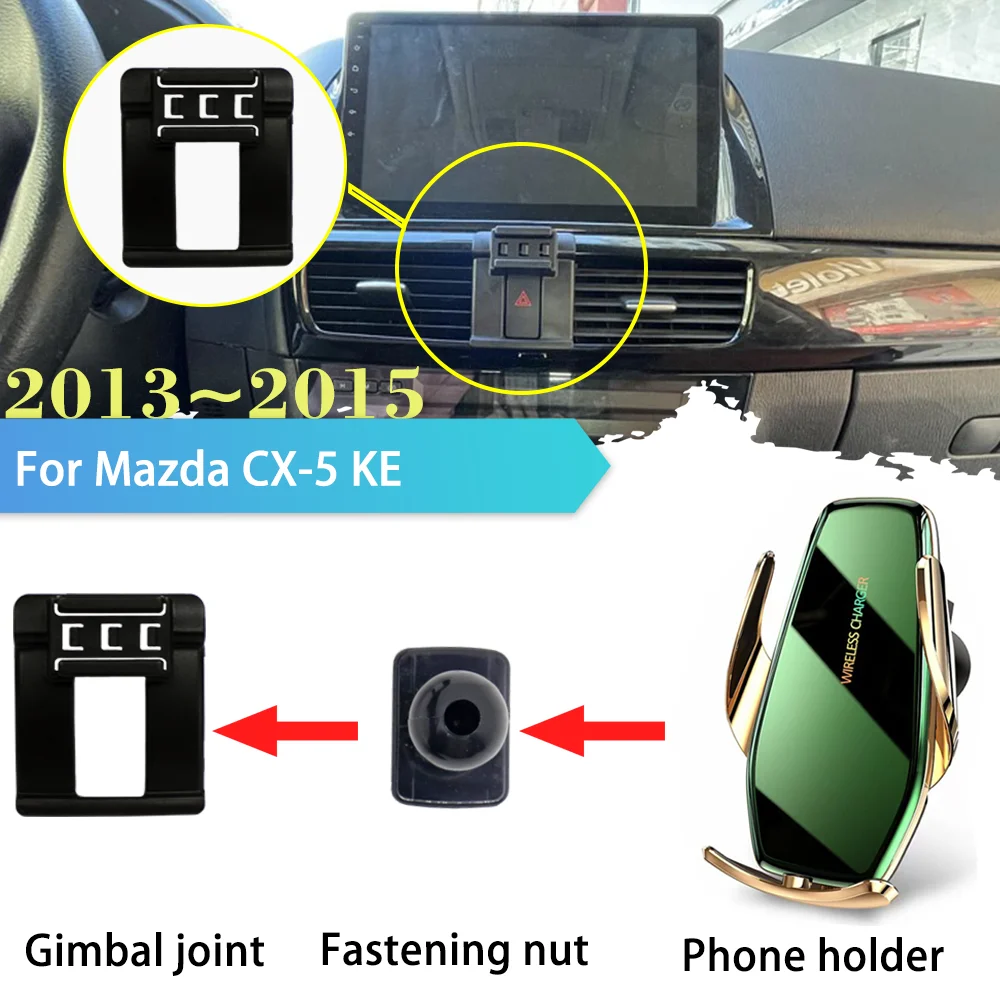 Автомобильный держатель мобильного телефона мощностью 30 Вт для Mazda CX5 CX-5 KE 2013 ~ 2015 2014 Поддержка GPS-клипсы Беспроводная зарядка Наклейка Аксессуары Samsung