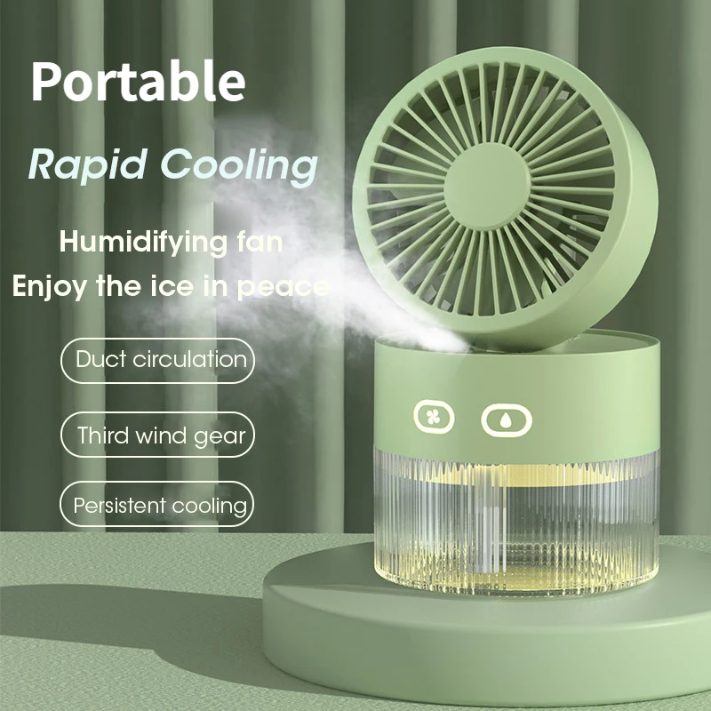 Новый настольный вентилятор Ice Fog 1500 мАч, USB Перезаряжаемый вентилятор для увлажнения Воздуха, Офисный Домашний многофункциональный вентилятор, портативный Охлаждающий вентилятор