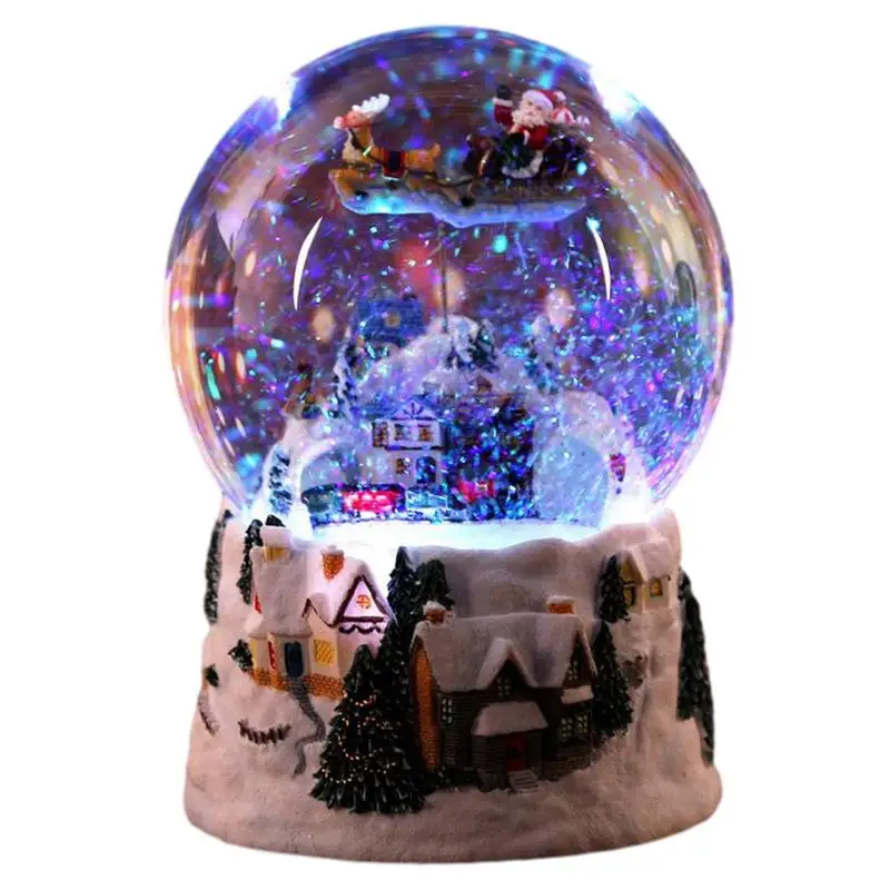 Рождественский снежный домик, хрустальный шар, музыкальная шкатулка, вращающийся светильник, Многофункциональный хрустальный глобус 4 в 1, Рождественский подарок