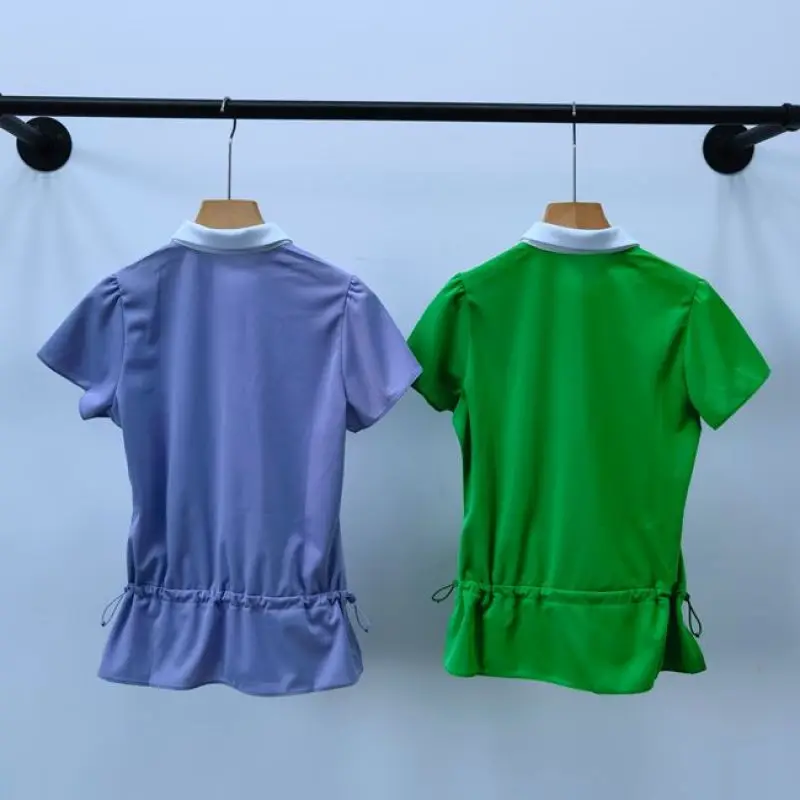 Корейская женская футболка для гольфа с коротким рукавом, дышащая эластичная сетка, удобная талия, Модный женский топ-футболка для уменьшения возраста