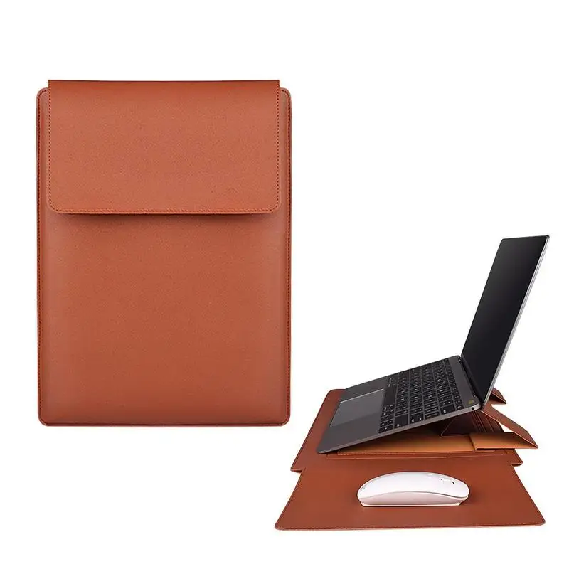 Чехол из искусственной кожи для MacBook Air Pro 13/14/15 дюймов, сумка для ноутбука с подставкой, сумка для ноутбука, портфель с ковриком для мыши