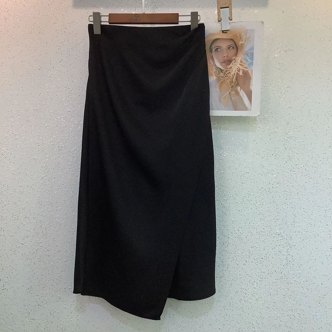 Плиссированная нерегулярная атласная юбка-полукомбинезон, универсальная повседневная мода 2023, летняя новинка 0408