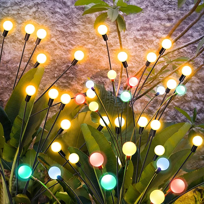 Солнечная светодиодная лампа Firefly с наружным освещением, украшение сада, Водонепроницаемый сад, домашняя Лужайка, фейерверк, Светлый Пол, Рождество