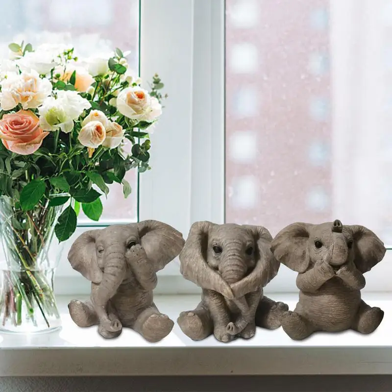 Креативная Ретро скульптура слона, изделия из смолы, Украшение дома, Статуя животного, Украшение для гостиной, Фигурка слона, подарок