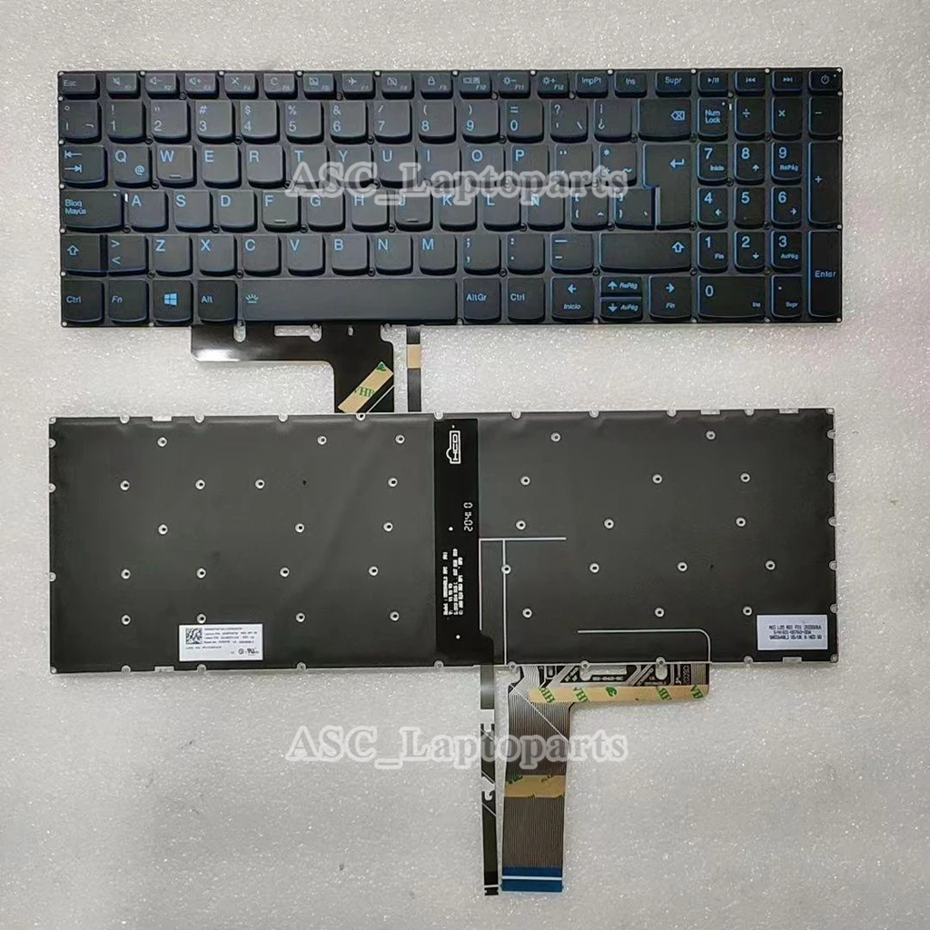 Латино-Испанская клавиатура Teclado для Lenovo Ideapad S145-15IML, S145-15IWL, S145-15IIL, S145-15IGM, S145-15IKB с подсветкой, Синяя печать