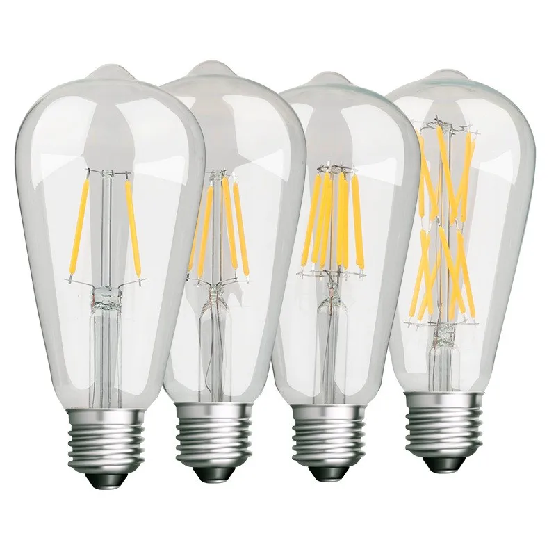 Эдисон светодиодная лампа ST64 E27/E14 винтажная электрическая лампочка 220 В 2 Вт 4 Вт 6 Вт 8 Вт 12 Вт Прозрачная стеклянная лампа энергосберегающая защитная лампа ST64