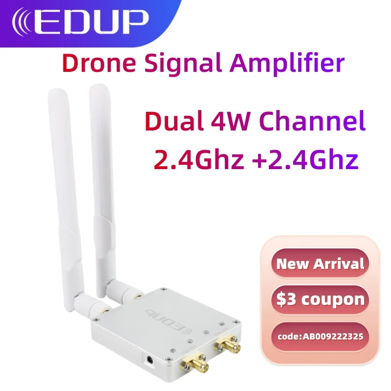 Усилитель сигнала Дрона EDUP Двухканальный 4 Вт, двойной Усилитель Wi-Fi 2,4 ГГц, Удлинитель Wi-Fi большой мощности, Ретранслятор для маршрутизатора