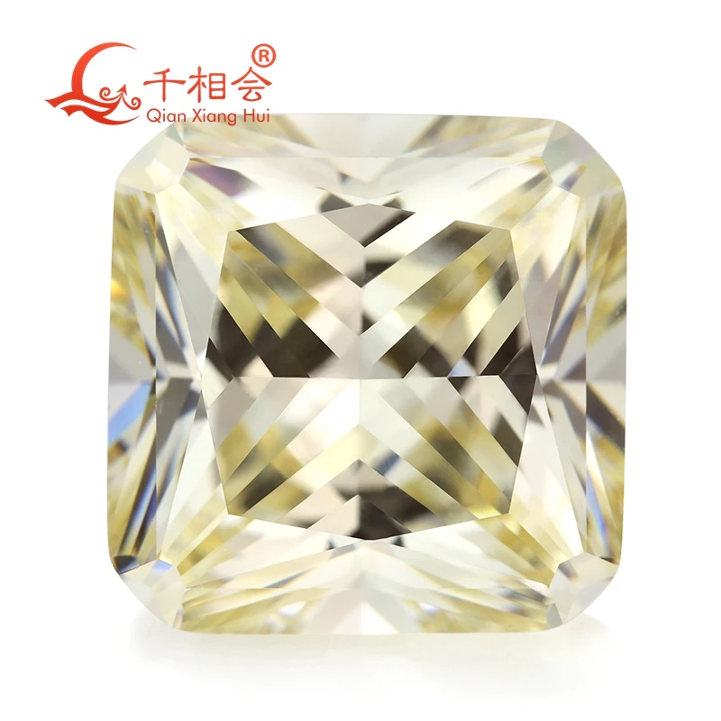MN желтовато-белого цвета квадратной формы ступенчатая огранка для кубического циркония россыпью CZ камень производства Qianxiang Hui для изготовления ювелирных изделий