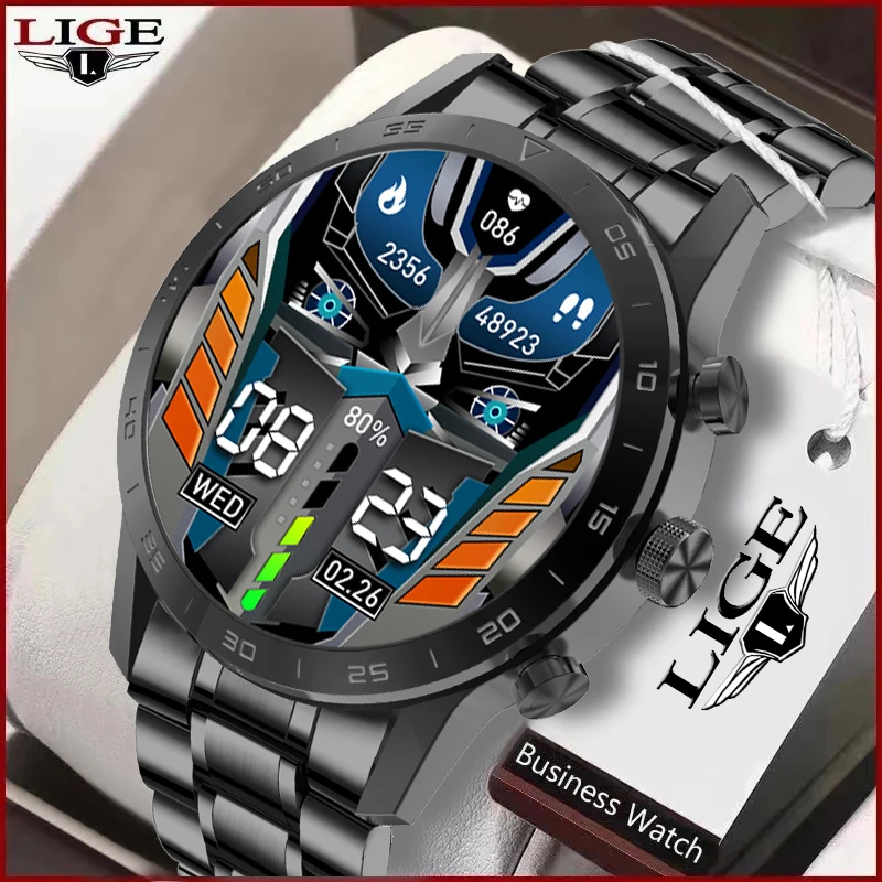 LIGE Смарт-Часы Для Мужчин с Полным Сенсорным экраном, Bluetooth-Вызов, Водонепроницаемые Часы, Спортивный Фитнес-Трекер, Умные Часы, Мужские Reloj Hombre