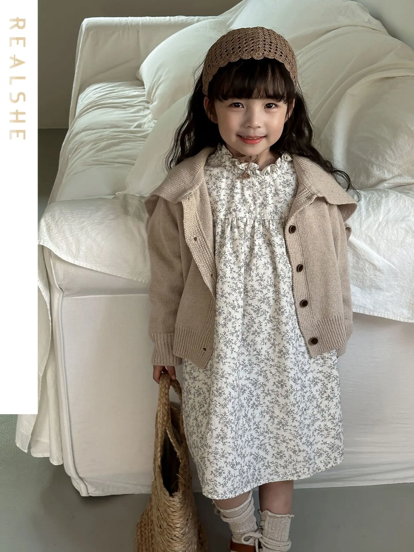 2023 Новое Детское платье для девочек, Осенние Детские платья с длинным рукавом и Цветочным принтом, Одежда для девочек, Детские костюмы