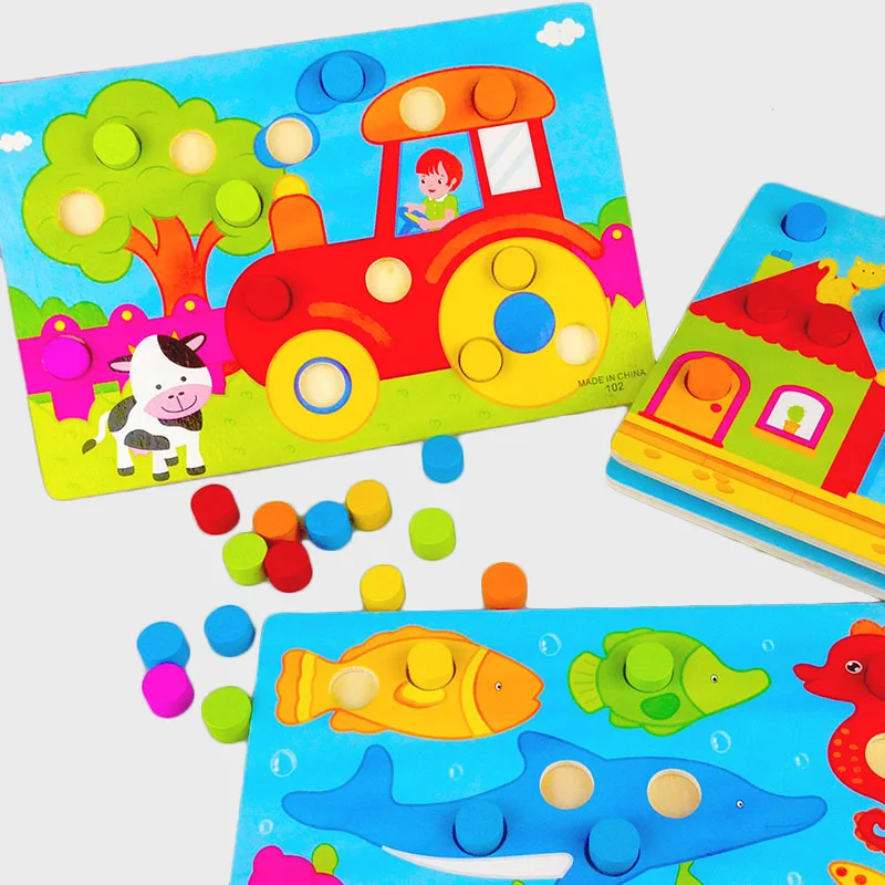 3D Цветная Познавательная доска Монтессори, Развивающие игрушки Для детей, деревянный пазл, игра для раннего обучения, игра в подборку цветов, Детский подарок