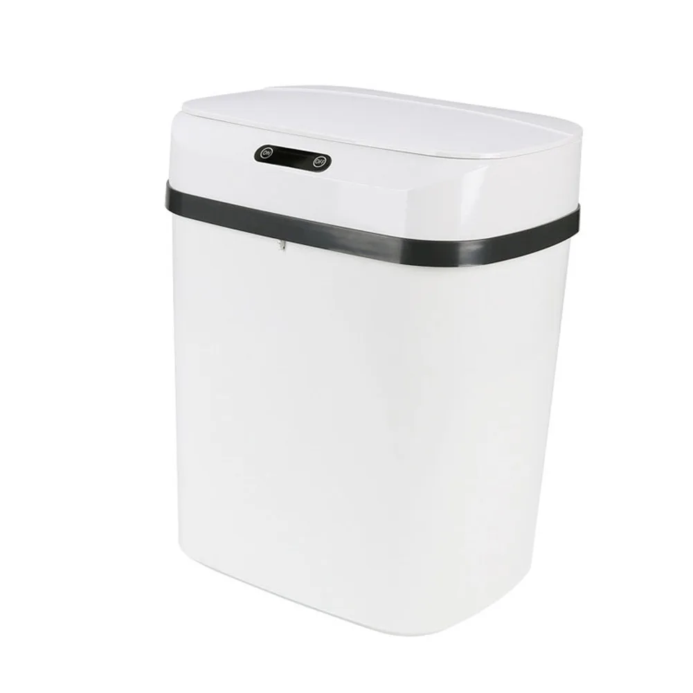 Мусорное ведро с интеллектуальным датчиком 12л, Белое/Серое Пластиковое мусорное ведро для туалета в общежитии