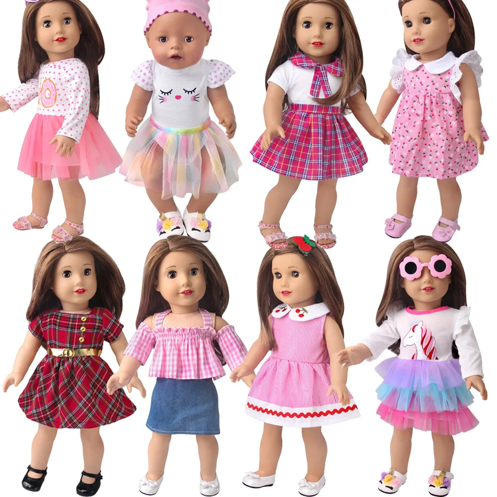 Кукольная одежда для новорожденных 43-45 см, американская кукла, модная футболка, комбинезон, газовая юбка принцессы, подарок для девочек