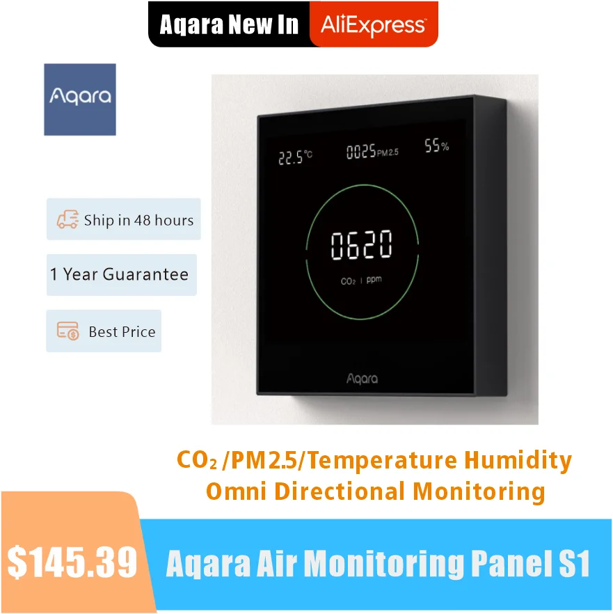 2023 Aqara Air Monitoring Panel S1 Всенаправленная система контроля температуры и влажности воздуха CO2 PM2.5 Для Aqara Homekit
