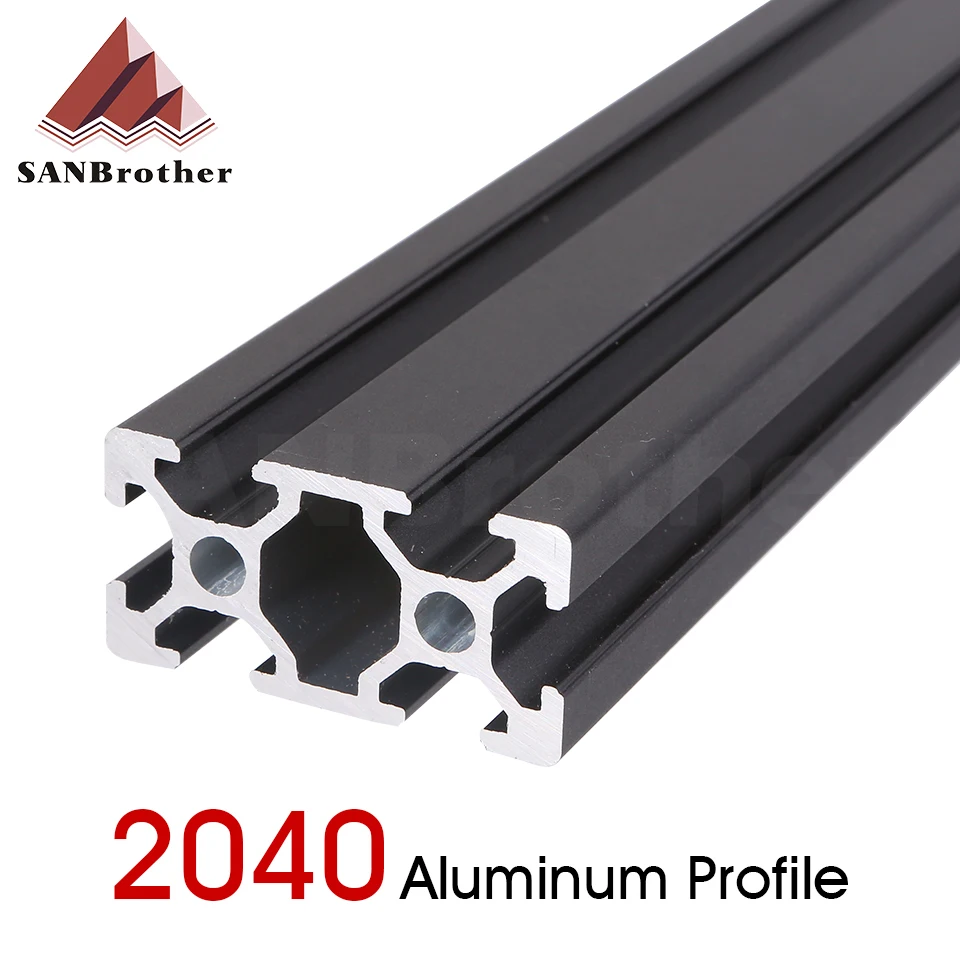 1шт черный 2040 Европейский Стандарт, Анодированный алюминиевый профиль, экструзия Длиной 100-800 мм, линейный рельс для 3D-принтера с ЧПУ