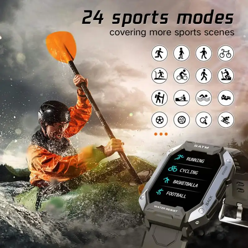 CanMixs C20 Военные 2022 Новые Смарт-часы Мужские IP68 5ATM Спорт На открытом воздухе Фитнес-Трекер 24H Монитор здоровья 1,71 дюйма Smartwatch