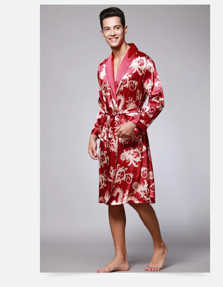 мужской халат для домашнего обслуживания цвета красного вина, весенне-осенняя пижама с длинным рукавом, пижама, мужской длинный халат, повседневный сексуальный accappatoio uomo