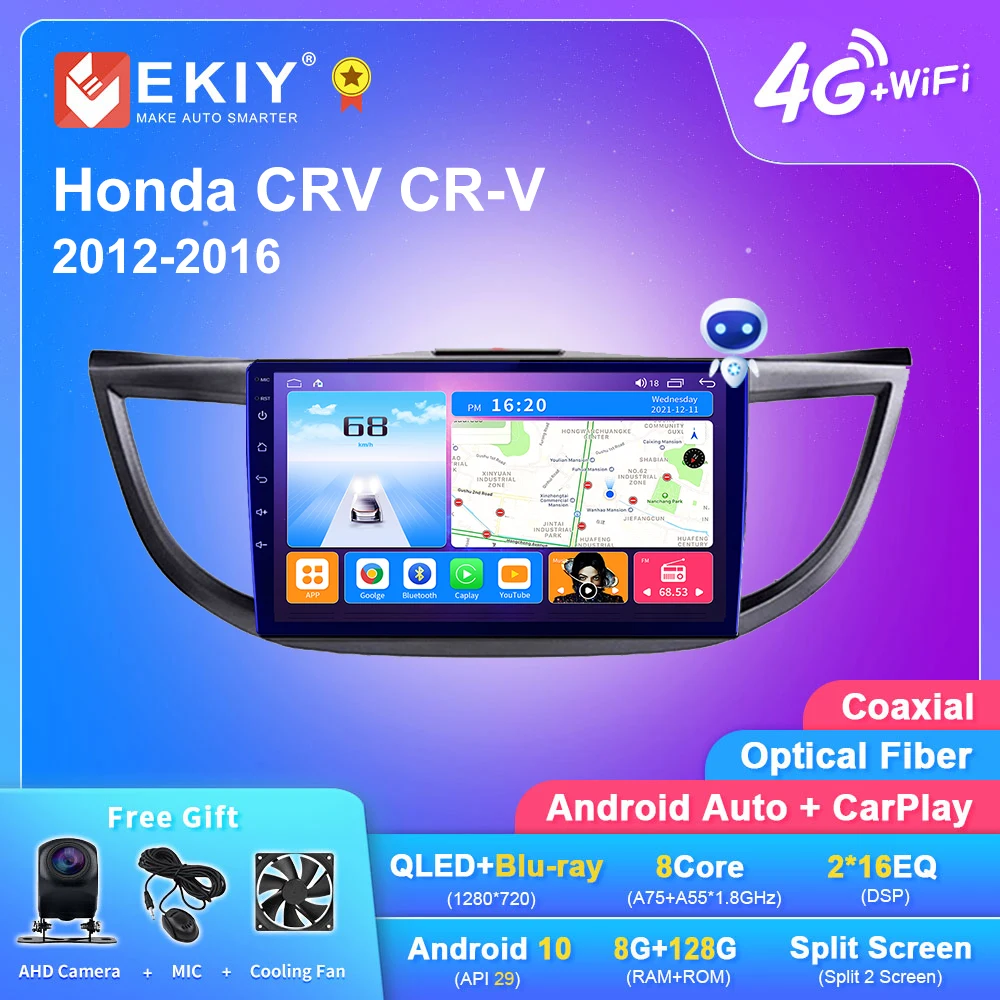 EKIY T7 QLED DSP Android Авторадио Для Honda CRV CR-V 2012-2016 Стерео Автомобильный Мультимедийный Видеоплеер 2din Carplay GPS Navi Система