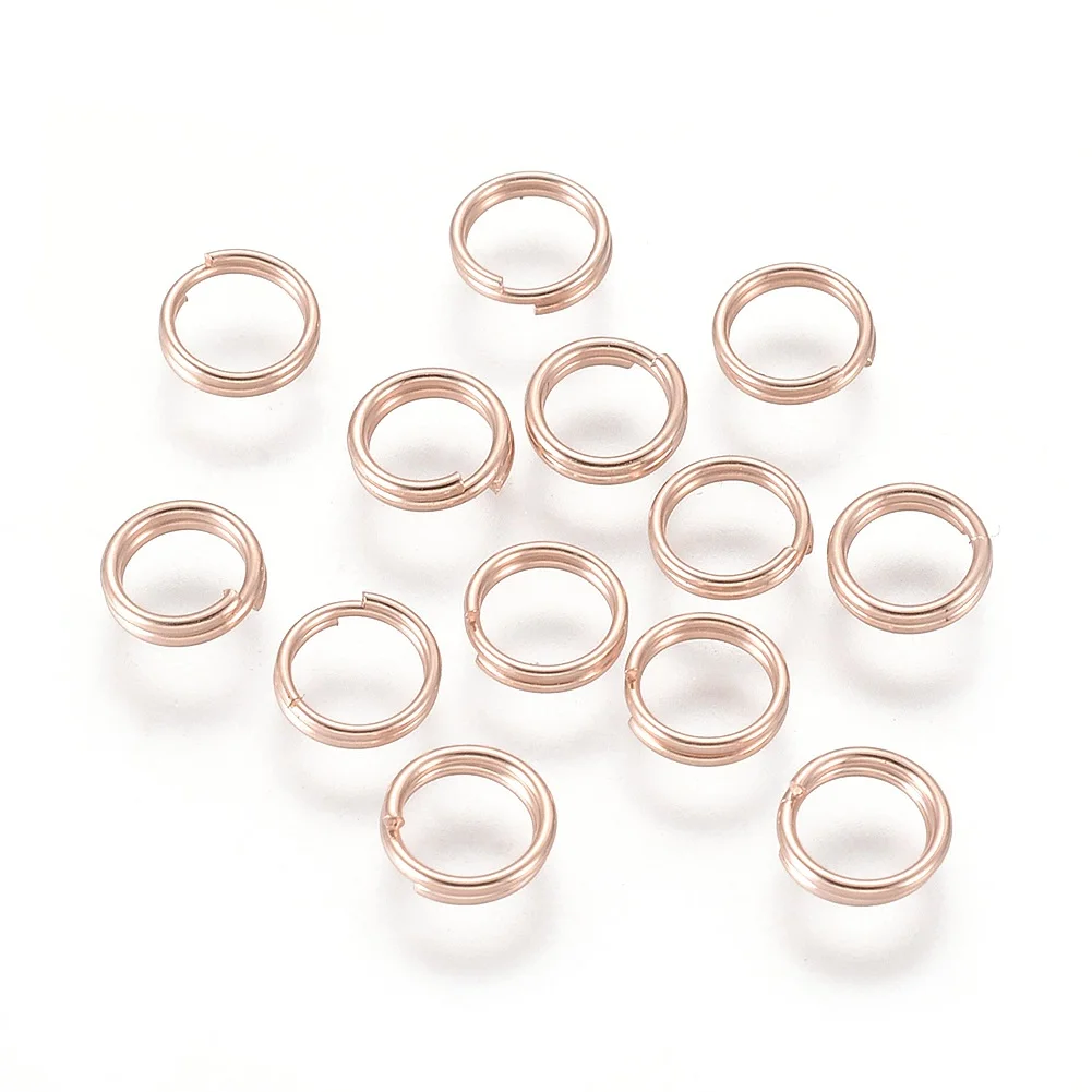 10 ~ 50шт Разъемное кольцо из нержавеющей стали 304, двойные петли, соединительные кольца, аксессуары цвета розового золота, ювелирные изделия 