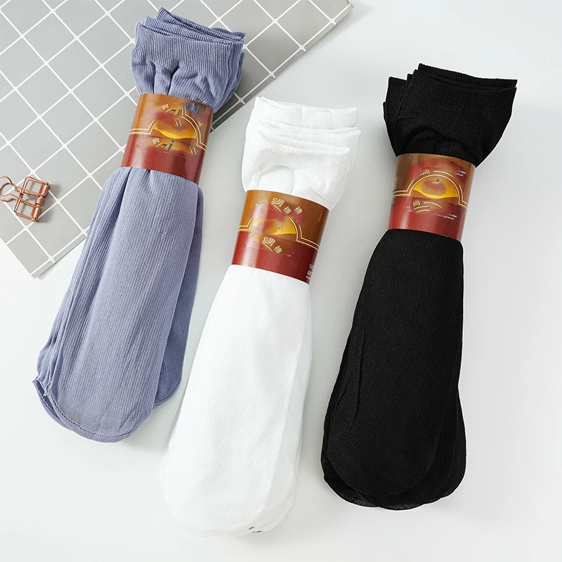 5 пар/лот/упак. Мужские Летние Тонкие носки, однотонные деловые Черные Повседневные Длинные носки, Мужские Белые Дышащие носки для взрослых