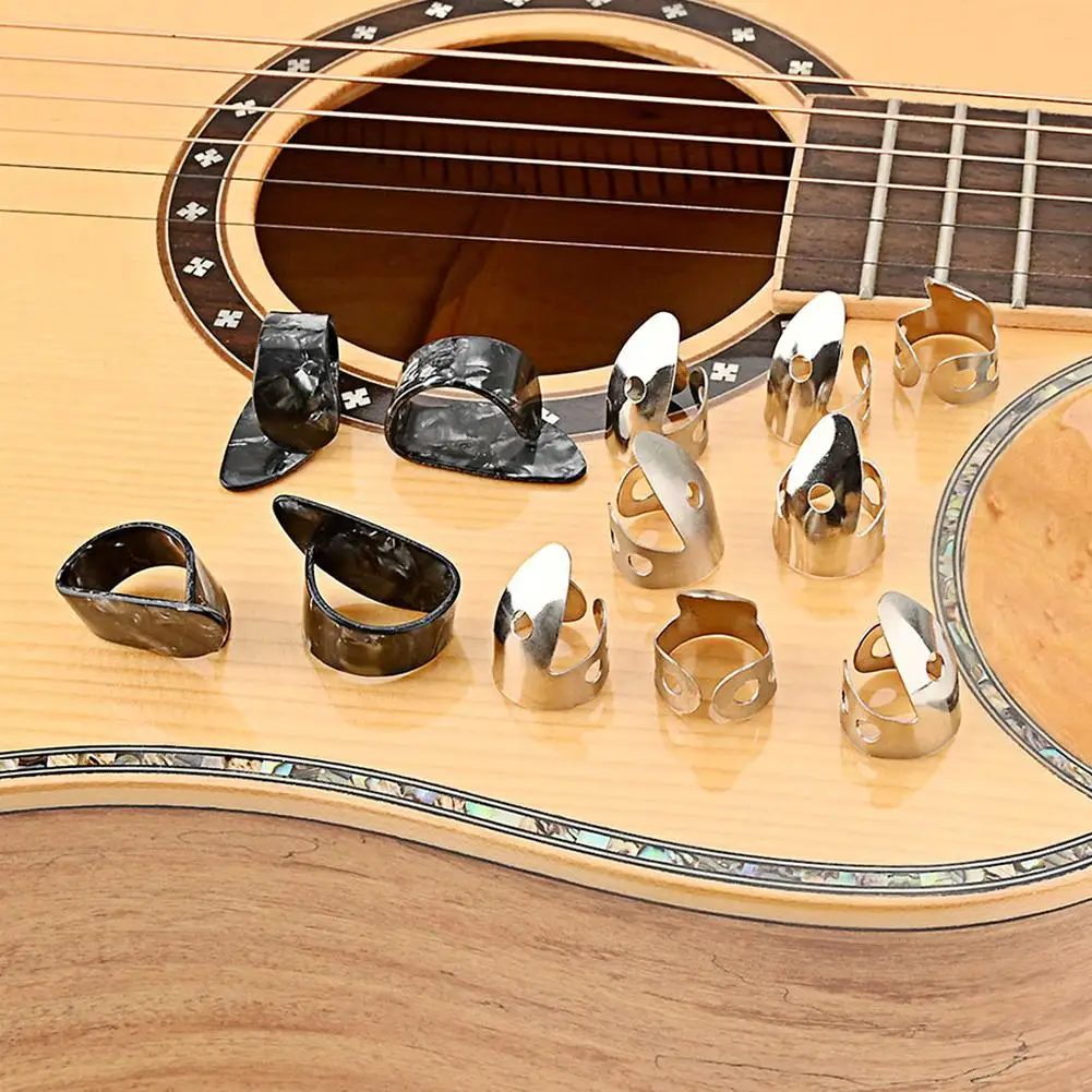 Набор медиаторов для гитары регулируемый 8шт из нержавеющей стали указательные пальцы медиаторы 4шт медиаторы для большого пальца аксессуары для музыкальных инструментов