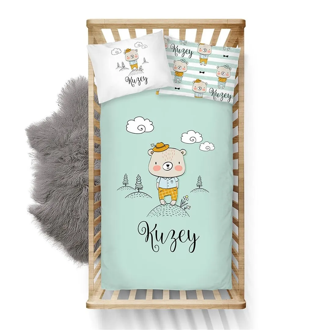 Персонализированный комплект постельного белья для новорожденных, мягкая хлопковая кроватка, наволочка на заказ, 3 шт.