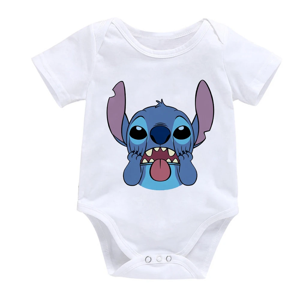 Комбинезон Для новорожденных мальчиков и девочек, Милый комбинезон Disney Lilo & Stitch с коротким рукавом, одежда для младенцев, одежда для братьев и сестер, Прямая поставка