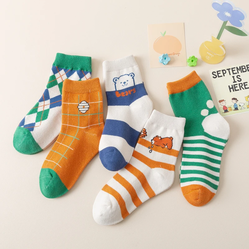 Детские носки, весенне-осенние носки для мальчиков, Носки средней длины для мальчиков, Детские носки, осенне-зимние хлопчатобумажные носки для малышей