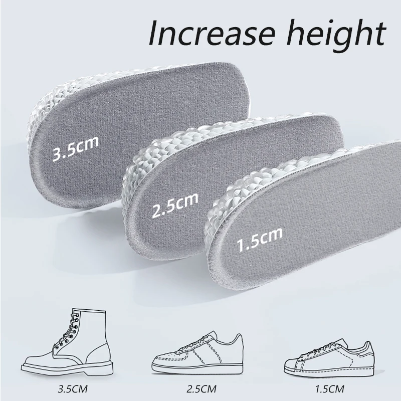Высота увеличения стельки кремния дышащий пены памяти геля каблук подъема вставка для обуви подъемник для обуви колодки стельки лифт для унисекс